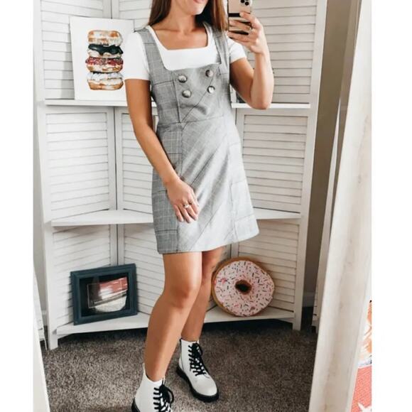 Free People Gray Plaid Mini Dress - Picture 2 of 13